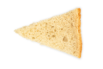 Triangular slice of bread isolated on transparent background.