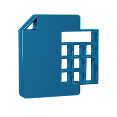 Blue Calculator icon isolated on transparent background. Accounting symbol. Business calculations mathematics education and finance.