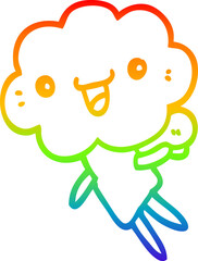 rainbow gradient line drawing of a cartoon cloud head creature