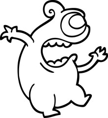 black and white cartoon green alien