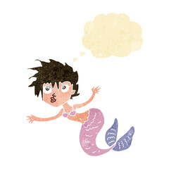 cartoon mermaid with thought bubble