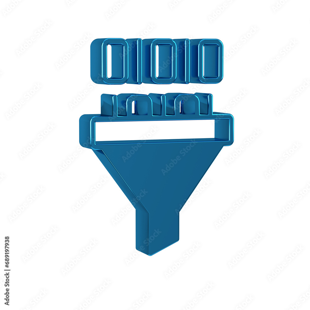 Poster blue binary code icon isolated on transparent background.