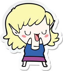 sticker of a cartoon elf girl