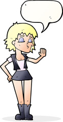 cartoon cool girl with speech bubble