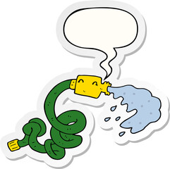 cartoon hosepipe with speech bubble sticker