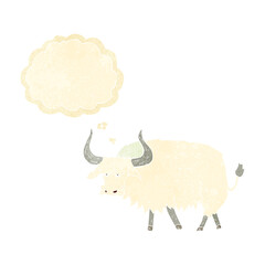 cartoon annoyed hairy ox with thought bubble