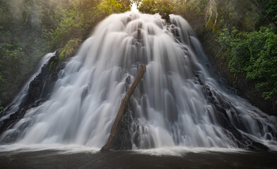 Long-exposure picture of the magnificent Kepirohi waterfall in Pohnpei, Micronesia