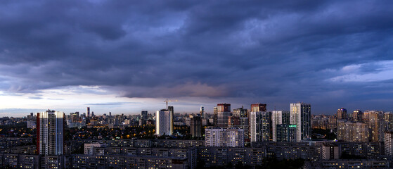 Fototapeta premium Sunset clouds colorful and building photo