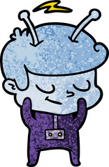 shy cartoon spaceman