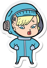 sticker of a cartoon astronaut woman