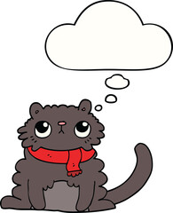 cartoon cat with thought bubble