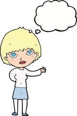 Obraz premium cartoon woman explaining with thought bubble