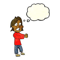 cartoon shocked man with thought bubble