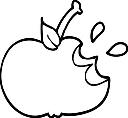 line drawing cartoon juicy bitten apple