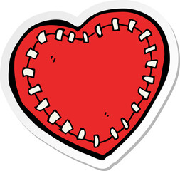 sticker of a cartoon stitched heart