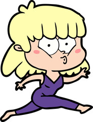 Obraz premium cartoon woman running