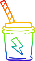 rainbow gradient line drawing of a cartoon take out drink