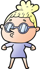 cartoon woman wearing glasses