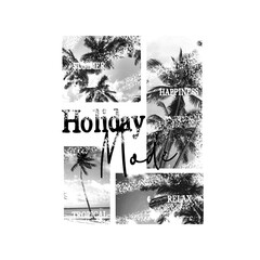 Holiday mode summer tropical beach scene typography t shirt design