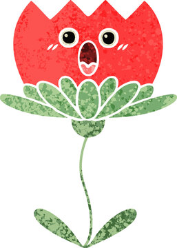 retro illustration style cartoon of a flower
