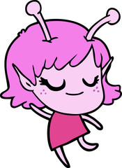 smiling alien girl cartoon