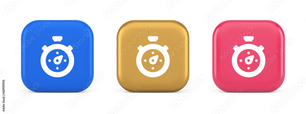 Poster stopwatch button timer speed time counting application panel interface 3d realistic icon