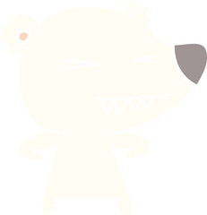 angry polar bear flat color style cartoon