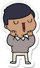sticker of a cartoon happy boy