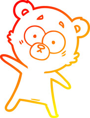 warm gradient line drawing of a surprised bear cartoon