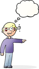 cartoon staring man with thought bubble