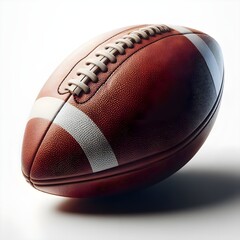 American Football on White Background with Copy Space.
