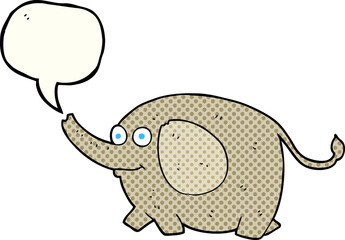 freehand drawn comic book speech bubble cartoon elephant