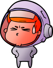 cartoon stressed astronaut