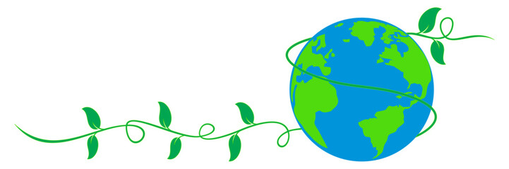illustration globe of a green leaf