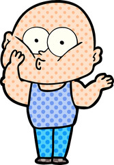 cartoon bald man staring