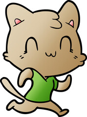 cartoon happy cat running