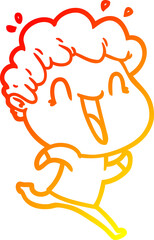 warm gradient line drawing of a cartoon happy man