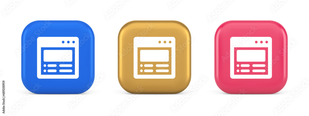 Poster Internet document tax form banking account web page button virtual browsing interface 3d icon