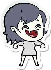 Fototapeta premium sticker of a cartoon laughing vampire girl