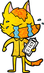 sad little fox cartoon character