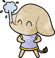 cute cartoon elephant spouting water