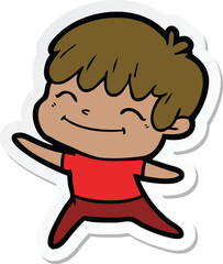 sticker of a cartoon happy boy