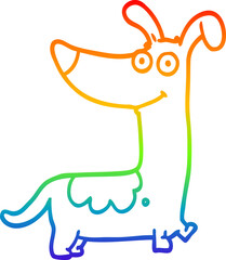 rainbow gradient line drawing of a cartoon dog