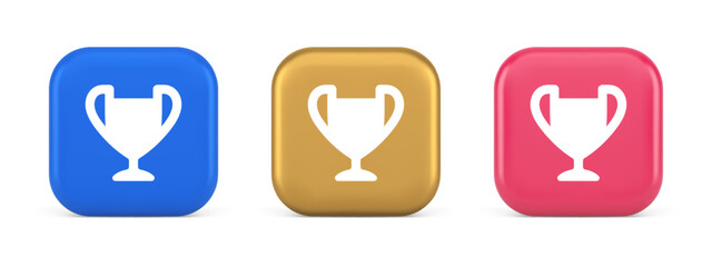 Cup trophy award best win achievement button first place game online connection 3d icon