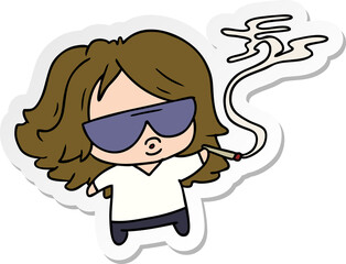 sticker cartoon illustration cute kawaii smoking a joint
