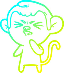 Obraz premium cold gradient line drawing of a cartoon angry monkey