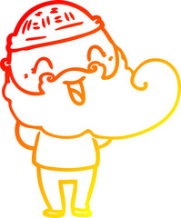 warm gradient line drawing of a happy bearded man