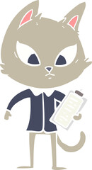 confused flat color style cartoon business cat