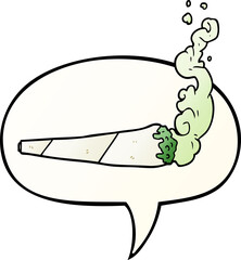 cartoon marijuiana joint with speech bubble in smooth gradient style