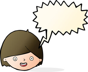 cartoon happy face with speech bubble